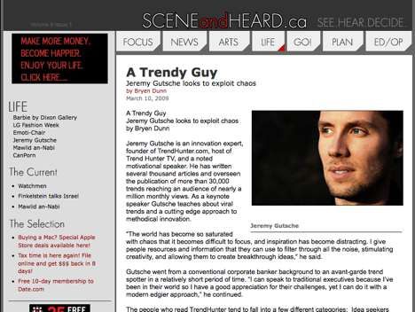 Jeremy Gutsche and TrendHunter.com Profiled on SCENEandHEARD.ca